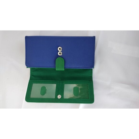 Safe Keeper Womens Wallet Zipper Multi Pocket Card Slots Blue and Green - Picture 4 of 8